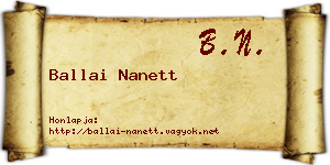 Ballai Nanett névjegykártya